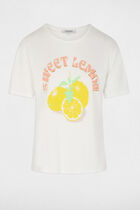 Printed t-shirt with round neck white women