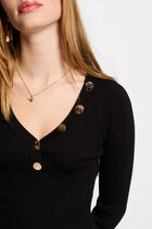 Long-sleeved jumper buttons fine knit black women