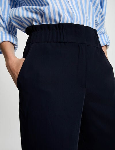 Wide leg trousers navy blue women