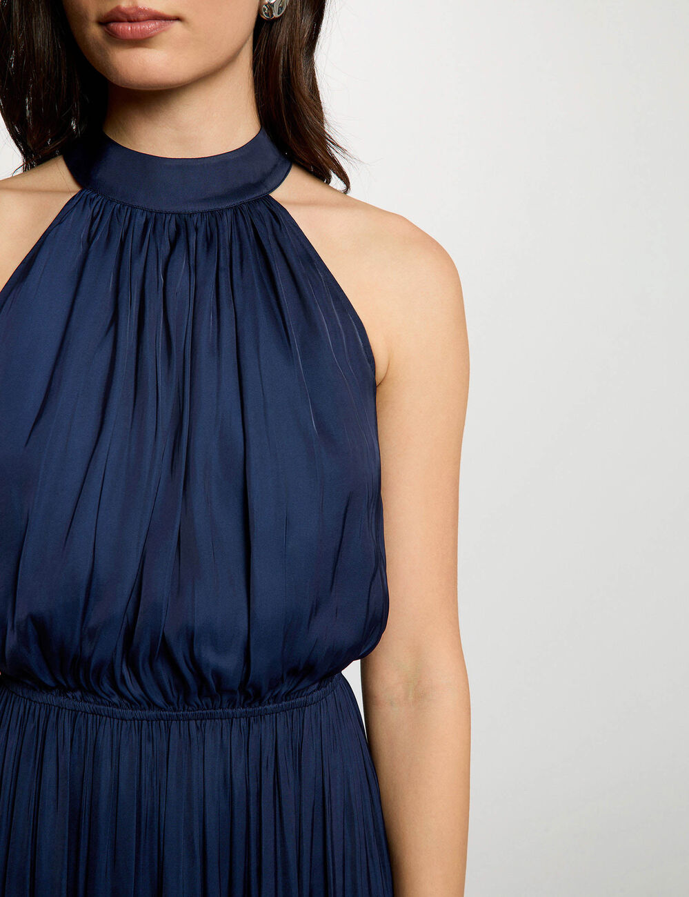 Maxi loose A-line dress navy blue women