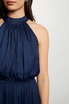 Maxi loose A-line dress navy blue women