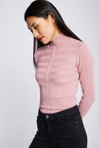 Fitted high neck sweater light pink women