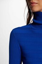 Pull col roulé ajusté bleu electrique femme