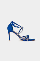 Sandales à talons avec brides strass bleu femme