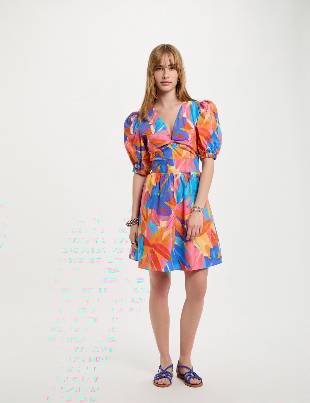 Printed mini A-line dress multicolor women