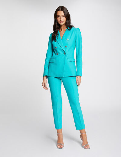 High waist fitted trousers turquoise ladies'