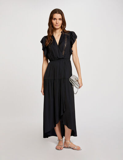 Waisted maxi dress with lace navy ladies'