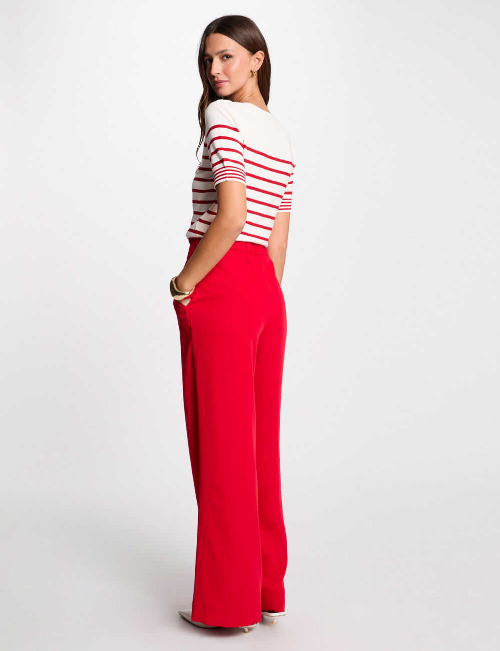 Wide leg trousers red women