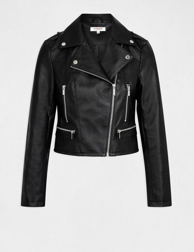 Straight jacket notched lapel collar black ladies'