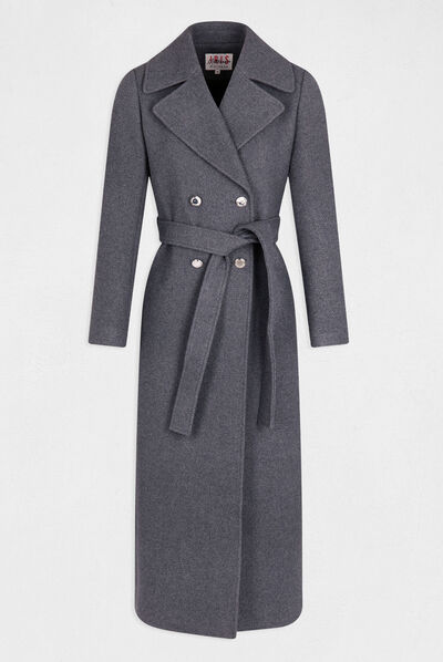 Straight belted coat mid-grey ladies'
