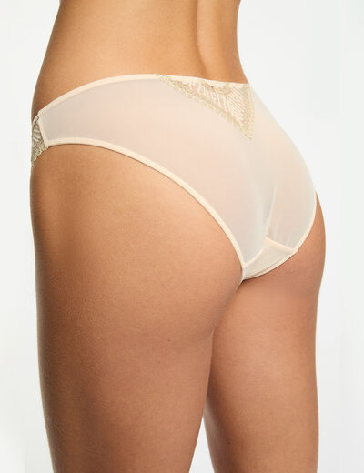 Lace thong with thin straps beige women