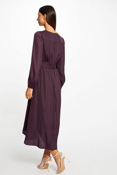 Midi wrap satin dress plum ladies'