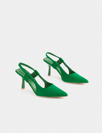 Court shoes with spool heels green ladies'