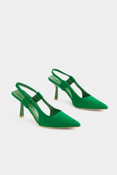 Court shoes with spool heels green ladies'