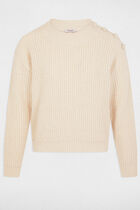 Jumper round neck and buttons ivory women