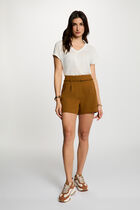 High-waisted shorts camel women