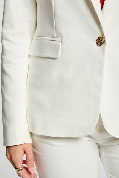 Straight buttoned blazer ecru ladies'