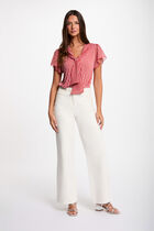 T-shirt with tie neck red women