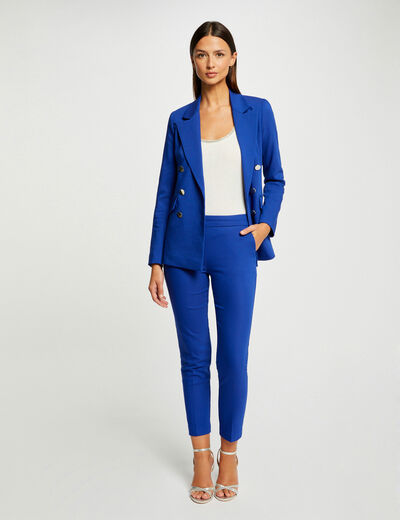 Cropped cigarette trousers electric blue ladies'