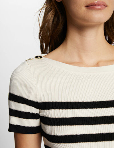 Stripped jumper round neck ivory ladies'