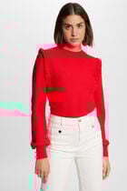 Long-sleeved jumper ruffles red women