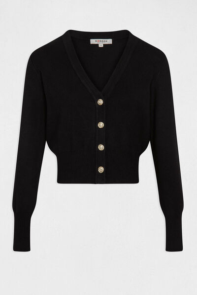 Cardigan V-neck and long sleeves black ladies'