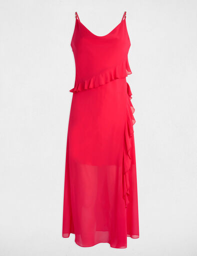 fitted midi dress ruffles fuchsia pink women Fitted midi dress ruffles fuchsia pink women