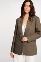 Veste courte col châle vert kaki femme