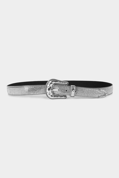Belt with rhinestones silver ladies'