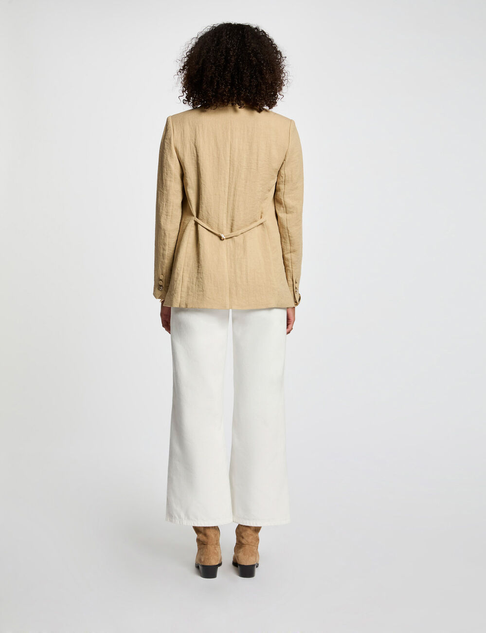 Loose short jacket beige women