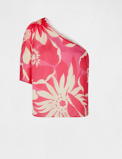 Asymmetrical blouse floral print multico ladies'