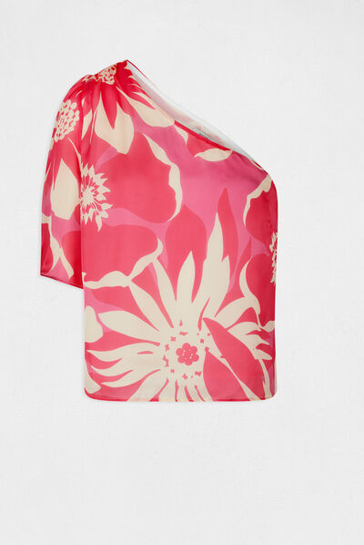 Asymmetrical blouse floral print multico ladies'
