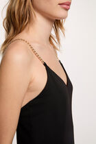 Mid-length dress with chain straps black women