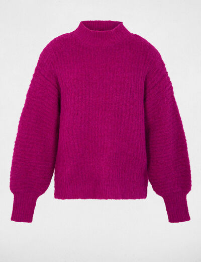pull oversize col montant violet femme purple women