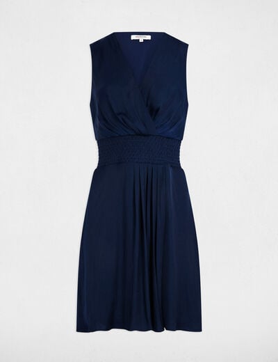 Mini loose straight dress petroleum blue women
