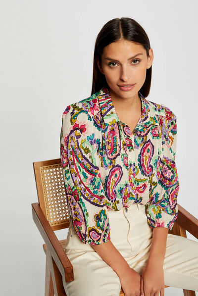 3/4-length sleeved shirt paisley print multico ladies'