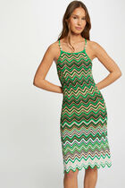 Robe tricot droite avec bijoux vert femme