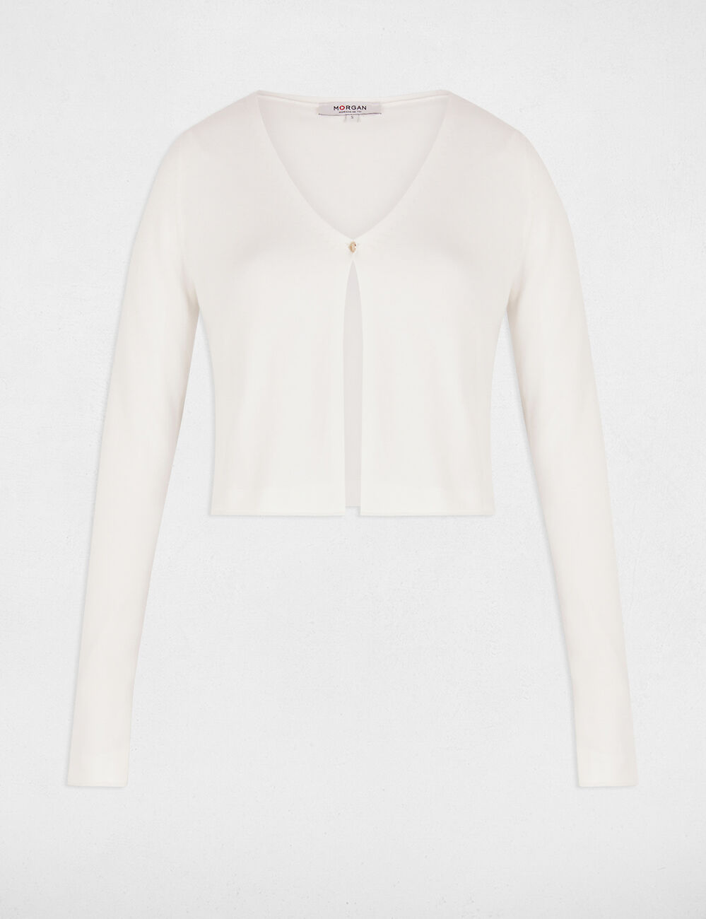 Long-sleeved cardigan with V-neck white women