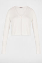 Long-sleeved cardigan with V-neck white women