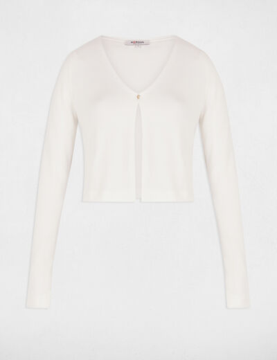 Long-sleeved cardigan with V-neck white women