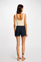 Jumper vest top with V-neck straw yellow women