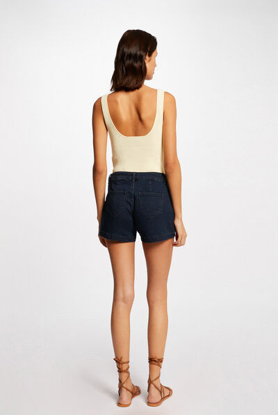 Jumper vest top with V-neck straw yellow ladies'