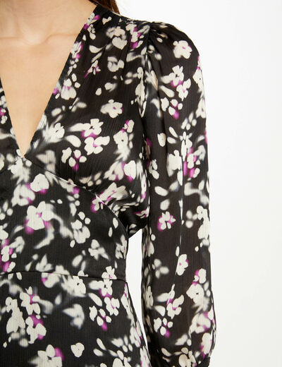Straight dress with floral print multicolored women