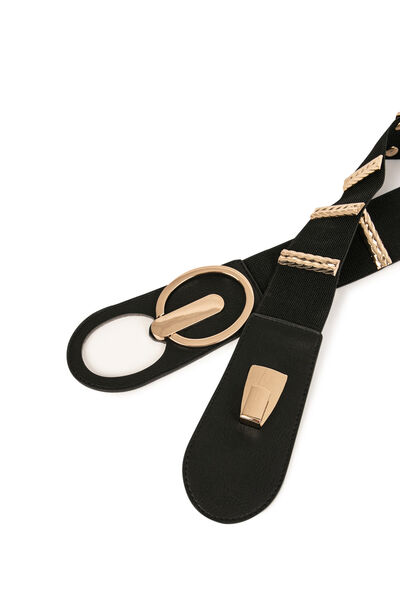 Elasticised belt with ornaments gold ladies'