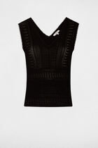 Sleeveless openwork jumper black women