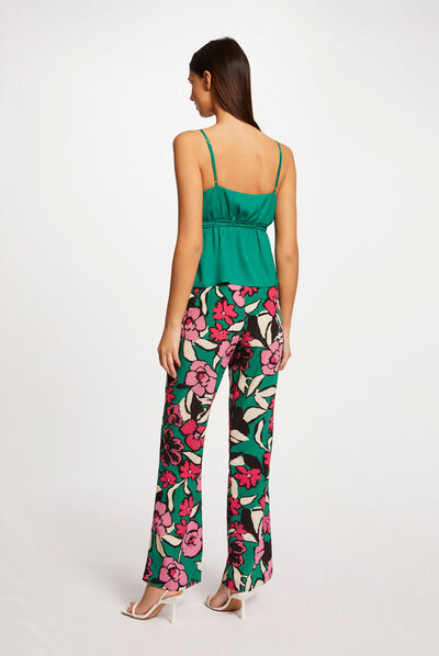 Blouse with thin straps and ornament green ladies'