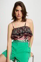 Printed top with ruffles multicolor women