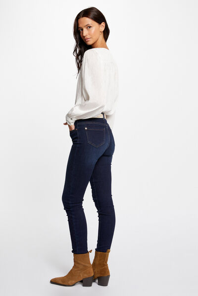 Long-sleeved shirt with V-neck ecru ladies'
