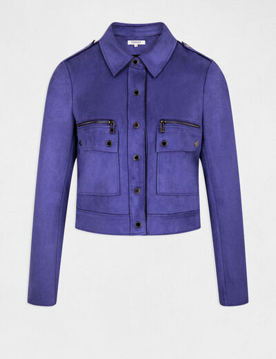 Straight jacket with suede effect purple ladies'