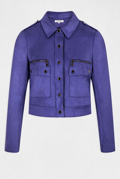 Straight jacket with suede effect purple ladies'